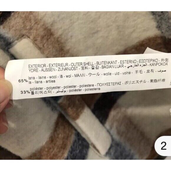 Zara Woman's Sz XS Blue Brown Plaid Wool Blend Italian Fabric Jacket Shacket - Picture 7 of 11